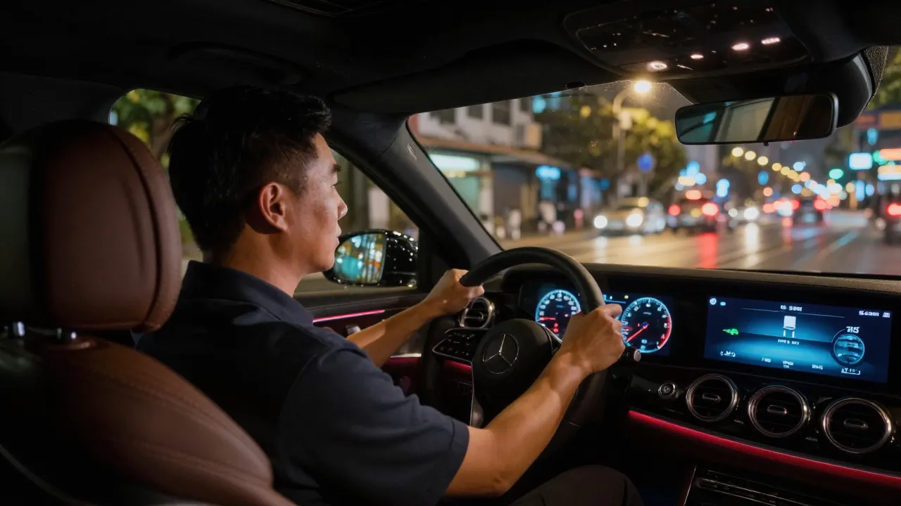 Tài xế GOCheap lái xe hộ ban đêm tại Hà Nội