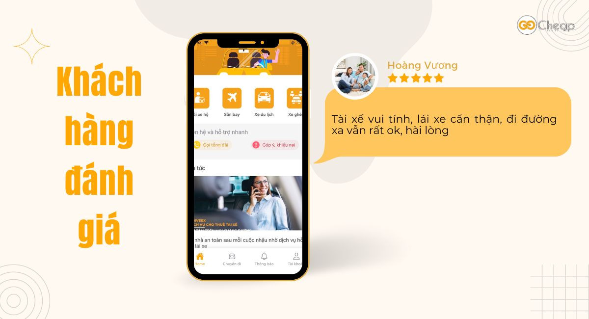 Khách hàng đánh giá về Tài xế cao cấp DriverX GOCheap!: Phan Trọng Vinh
