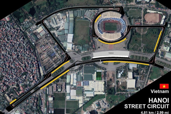 Sơ đồ đường đua và khúc cua giải F1 được tổ chức tại Việt Nam