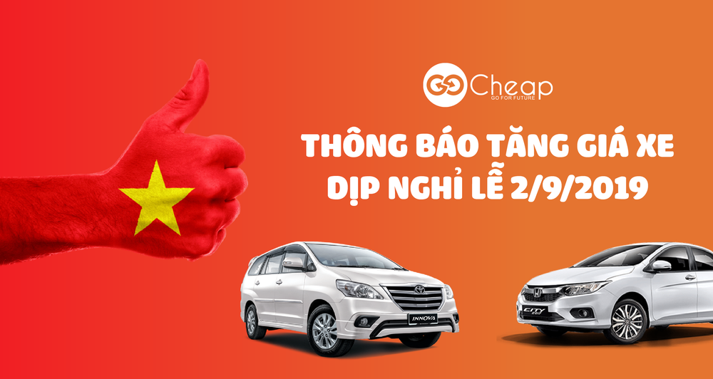 Thông báo tăng giá xe dịp nghỉ lễ 2/9/2019