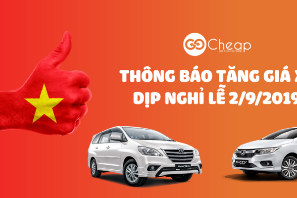 Thông báo tăng giá xe dịp nghỉ lễ 2/9/2019