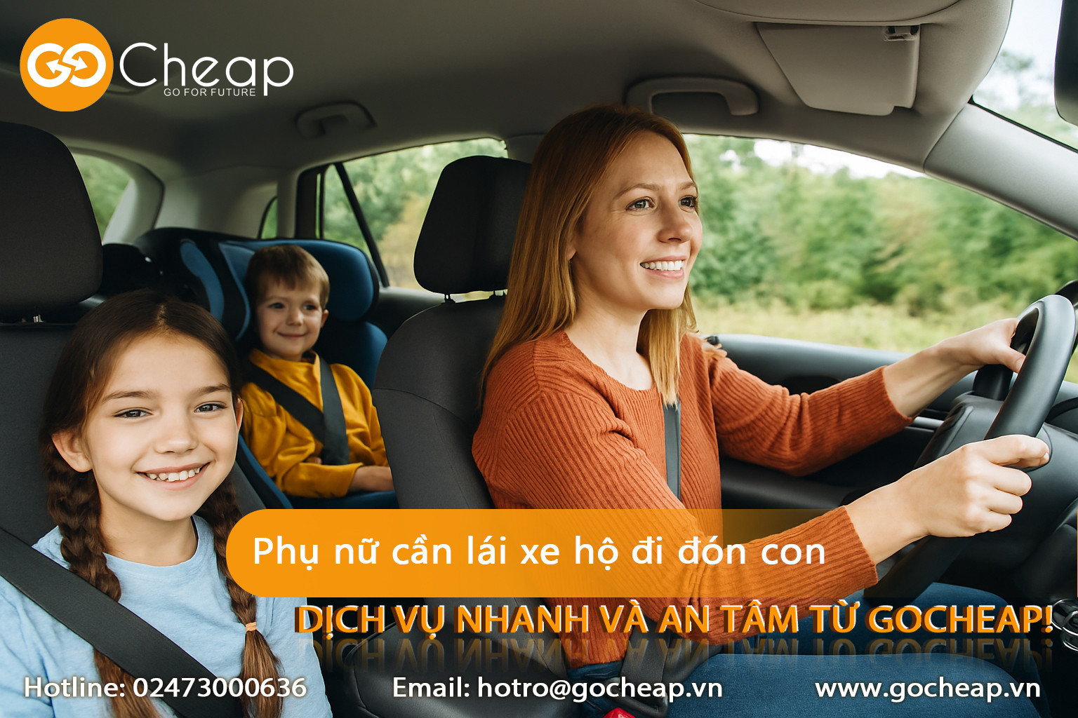 Phụ nữ cần lái xe hộ đi đón con – Dịch vụ nhanh và an tâm từ GOCheap!