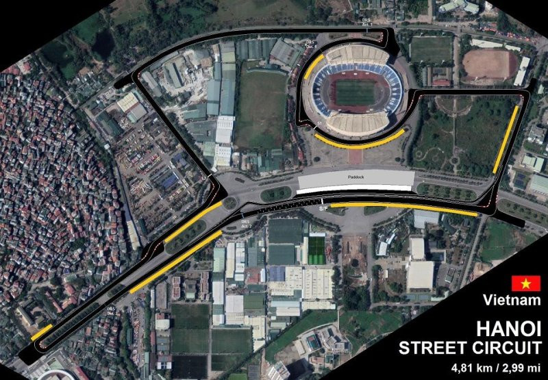 Sơ đồ đường đua và khúc cua giải F1 được tổ chức tại Việt Nam